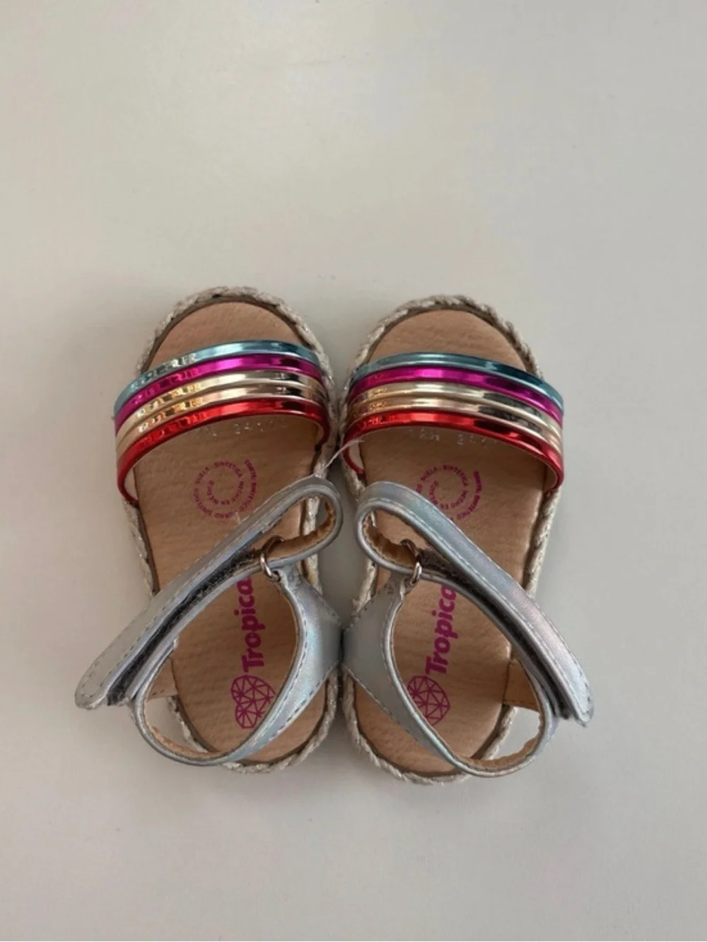 Kids Metallic Rainbow Strap Sandals - Silver 3
